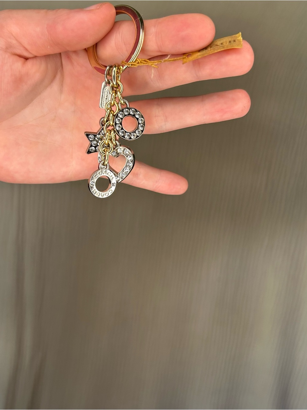 Coach Gold and Silver Crystal Charm Keyring